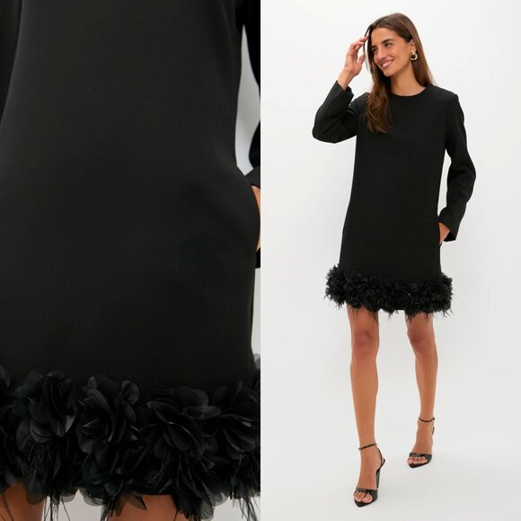 Tuckernuck Dalia Dress Black Organza & Feather Trim A-Line Size M NWT - Picture 3 of 9